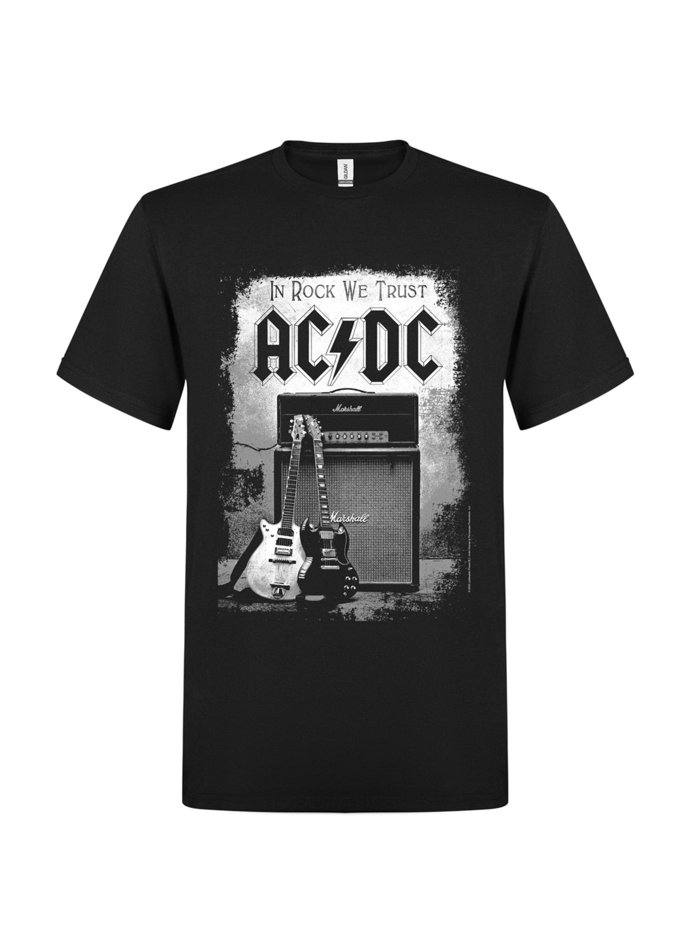 AC/DC Shirt 'AC/DC In rock we trust t-shirt' in Zwart: voorkant