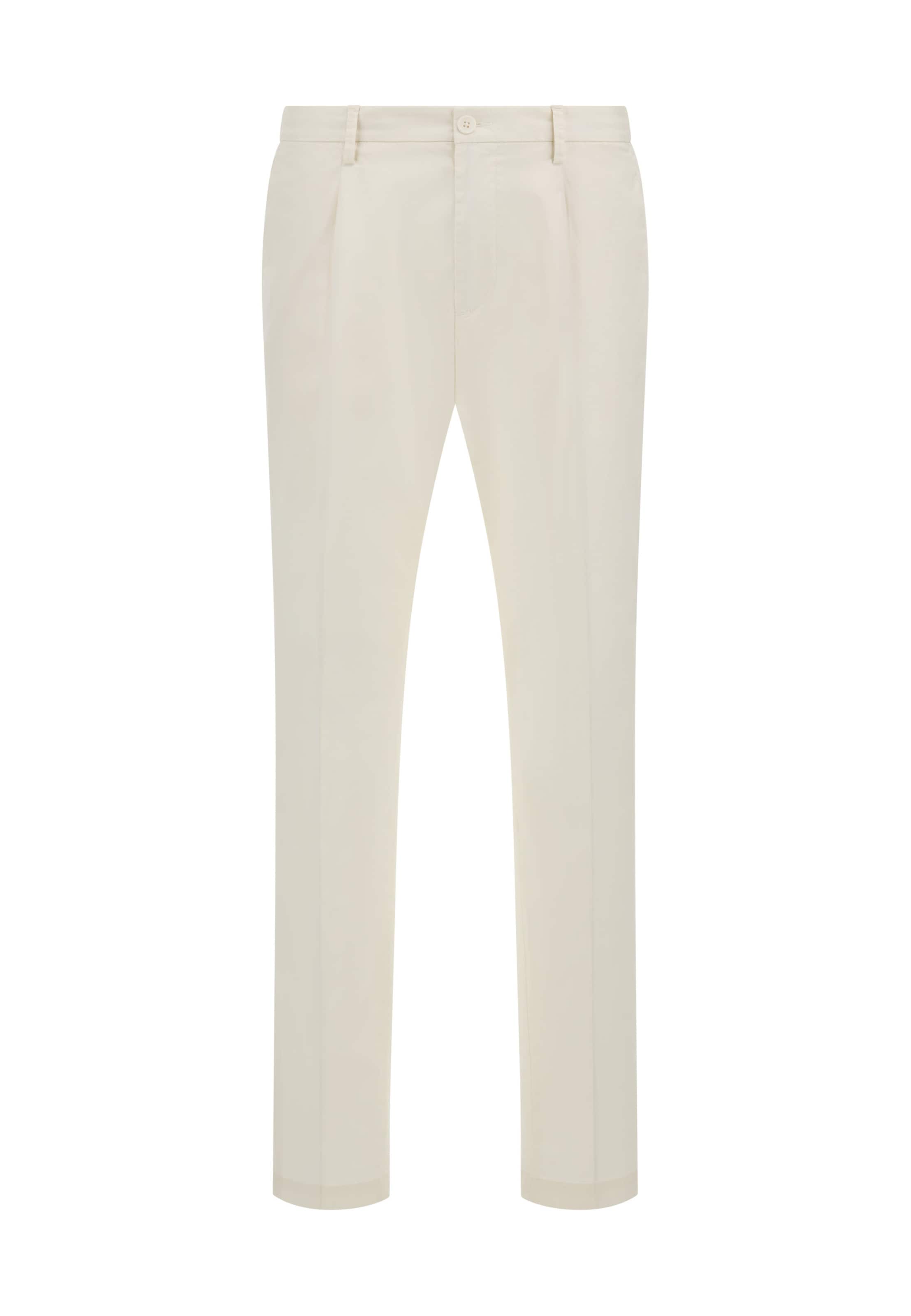 Boggi Milano Slim fit Pleat-front trousers in White: front