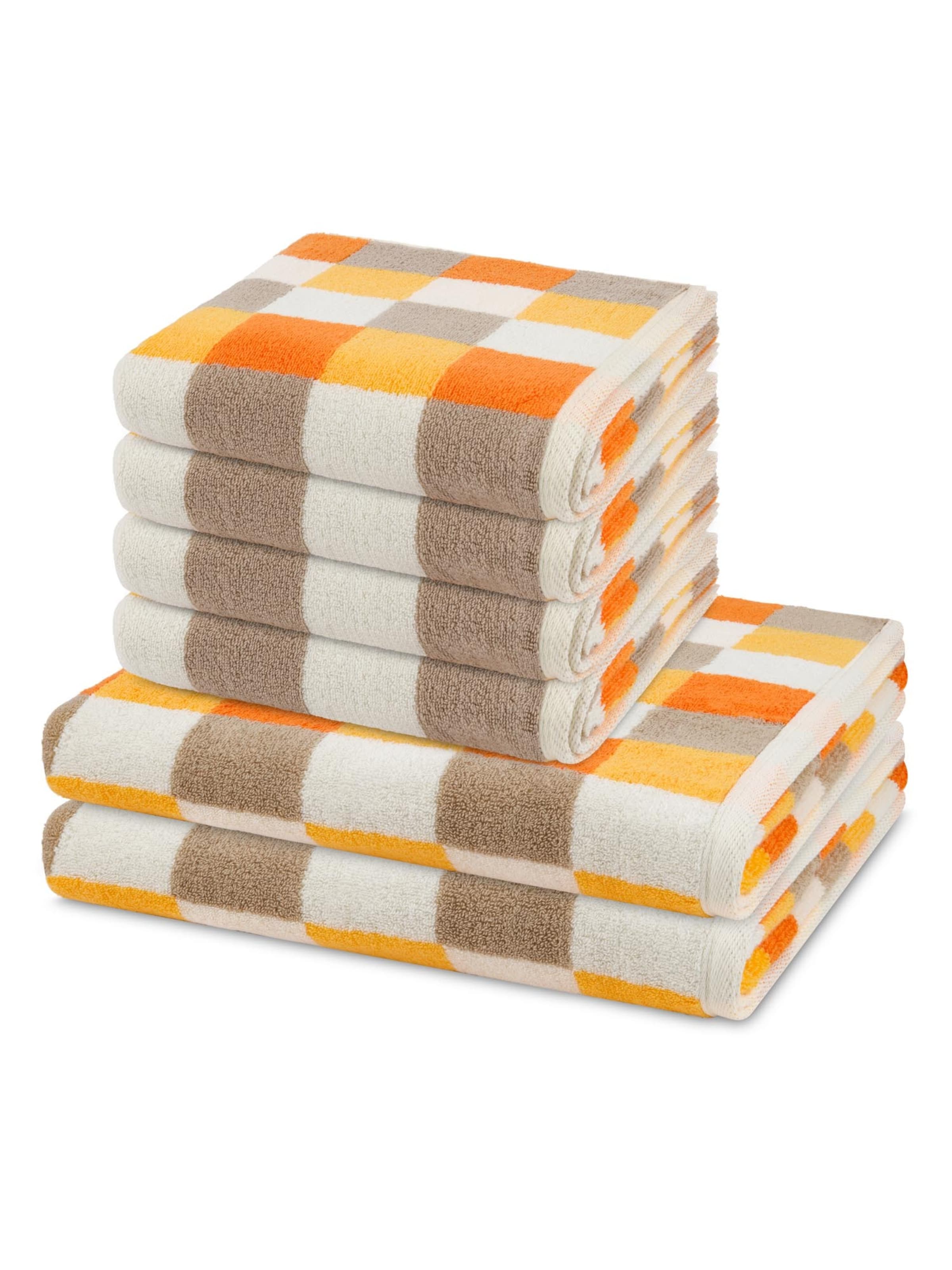 ROSS Handtuch 'Cashmere feeling Karo'‌‌‌‌‌‌‌‌‌ in Orange: Vorderseite