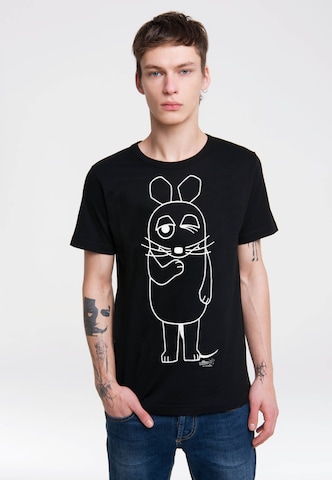 LOGOSHIRT T-Shirt 'Maus' in Schwarz: Vorderseite