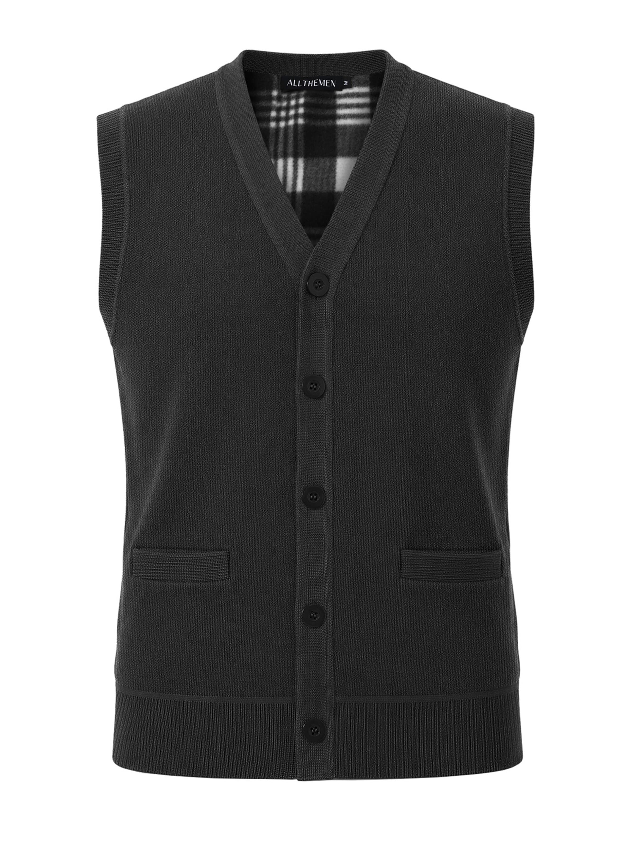 ALLTHEMEN Knit Cardigan 'Bindung' in Black: front