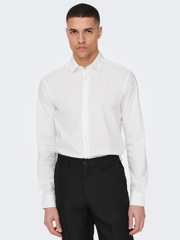Only & Sons Slim Fit Риза 'Andy' в бяло: отпред