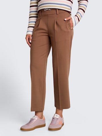 TOM TAILOR Regular Pleat-front trousers in Brown: front