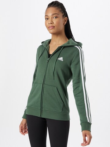 ADIDAS SPORTSWEAR Sportief sweatvest 'Essentials Fleece 3-Stripes' in Groen: voorkant