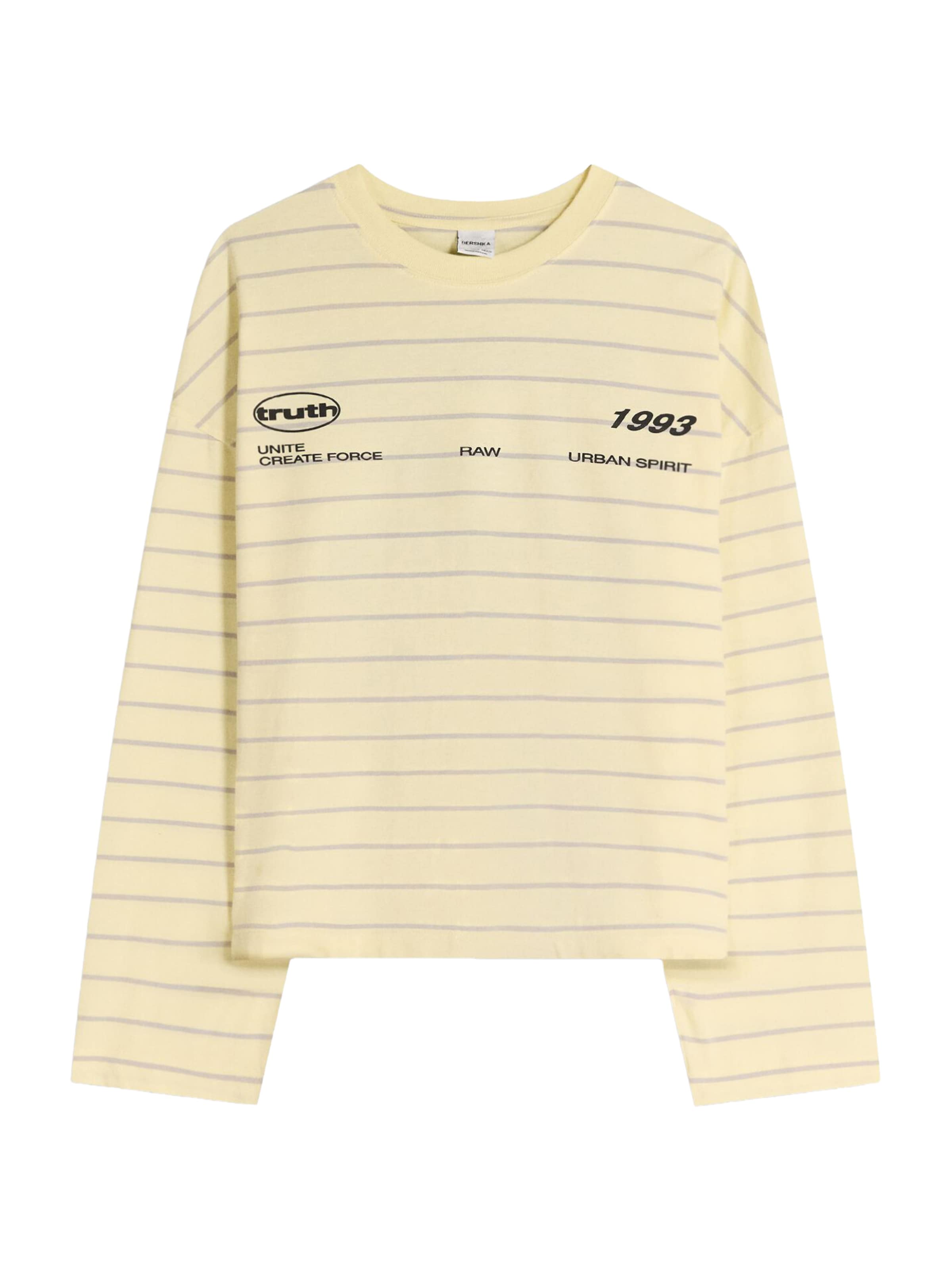 Maglietta Bershka di colore giallo chiaro / grigio chiaro / nero, Visualizzazione prodotti