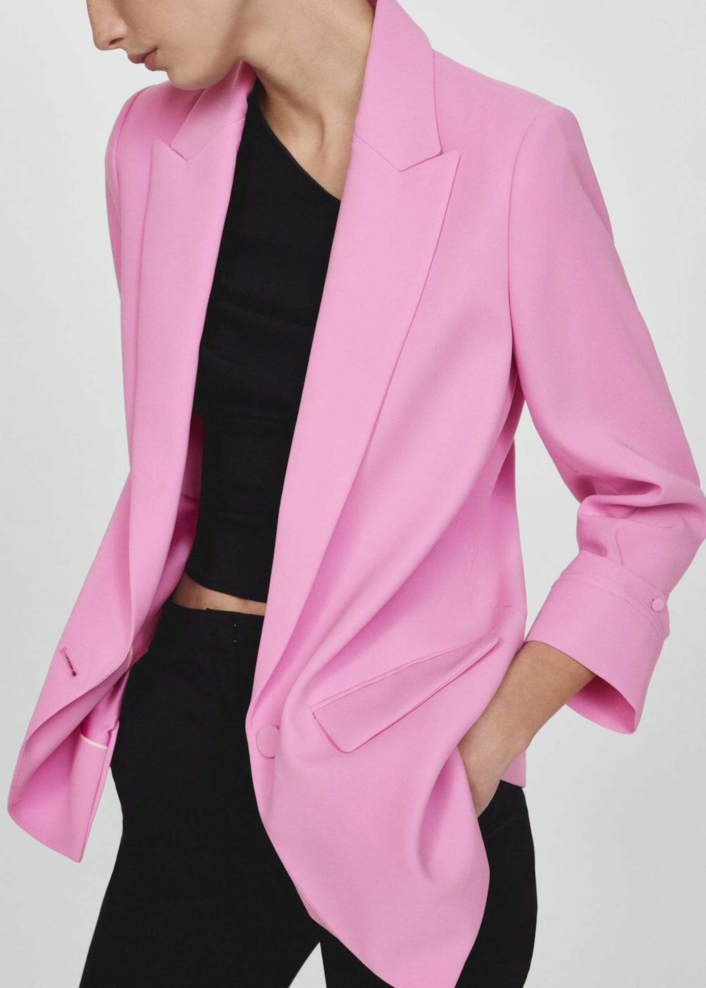 Mango pink check blazer deals