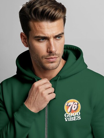 Neverless Sweatjacke 'Good Vibes '76'‌‌‌‌‌‌ in Grün
