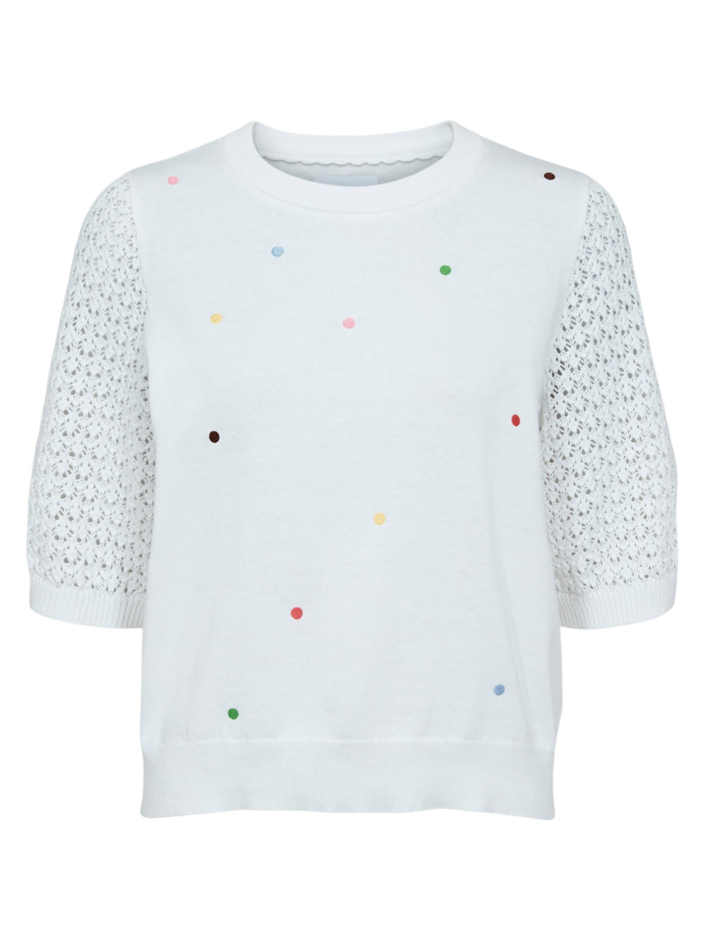 NÜMPH Strickpullover mit Halbarm 'NULULO PULLOVER' in Weiß: Vorderseite