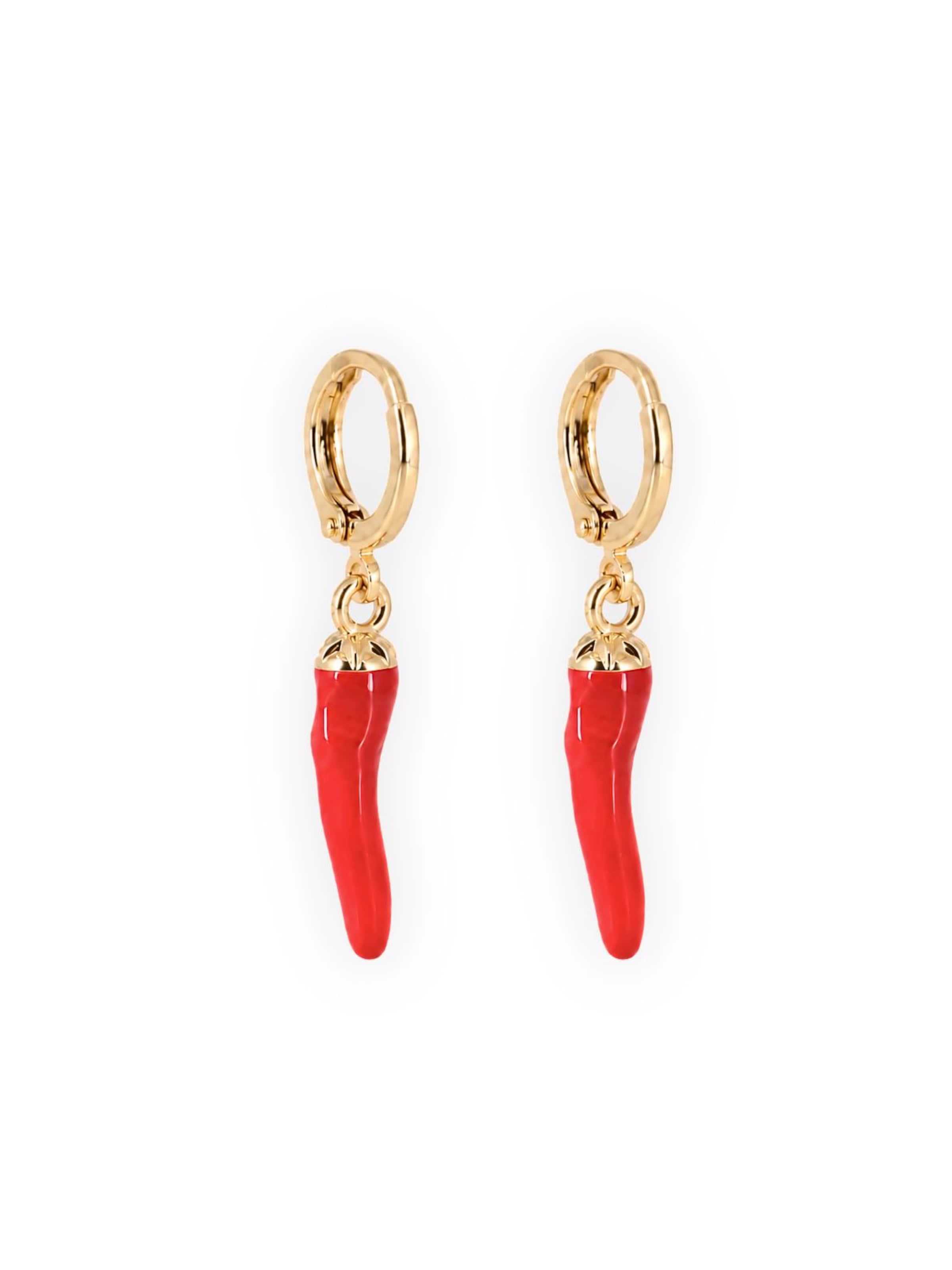 Fräulein Wunder Ohrringe 'Chili'‌‌‌‌‌ in 3 x 1,5 cm in feuerrot, Produktansicht