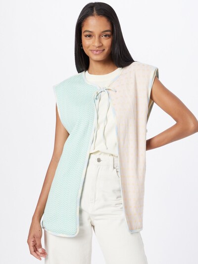 Cecilie Copenhagen Vest 'Maja' in Turquoise / Light blue / Peach / Light orange / White, View model