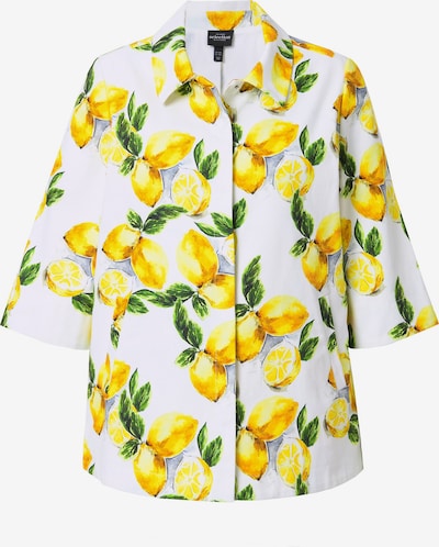 Ulla Popken Bluse in zitronengelb / dunkelgrün / naturweiß, Produktansicht