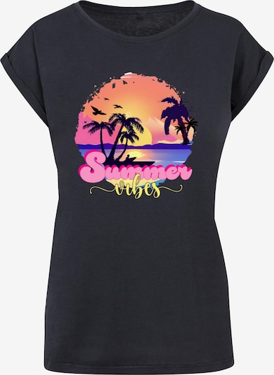 Merchcode T-shirt 'Summer Vibes Sunset' en bleu marine / jaune / violet / pêche, Vue avec produit