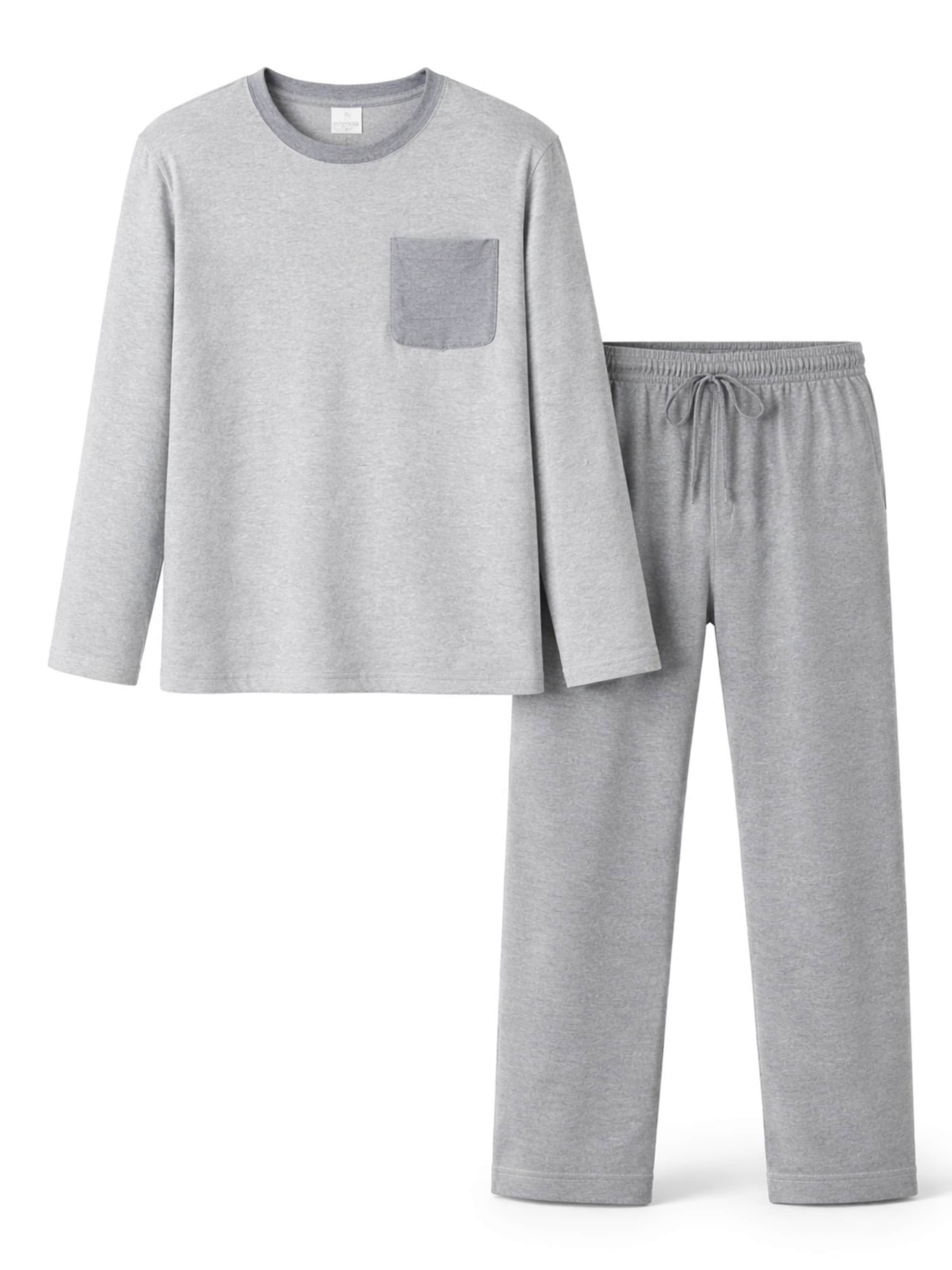 PANTONECLO Pajamas long 'Pantoneclo Men’s Night Wear Long Set' in Grey: front