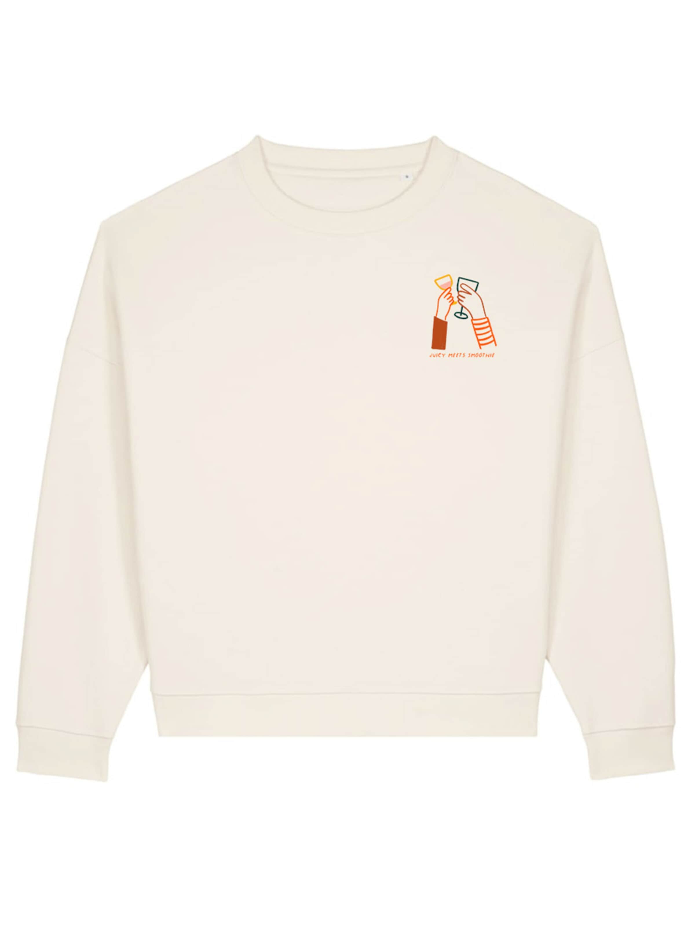 Kultgut Sweatshirt 'Juicy meet Smoothie' in Beige: front