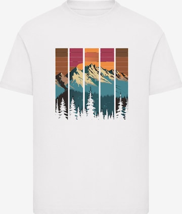 F4NT4STIC Shirt 'Berg Sonnenuntergang Retro' in White: front