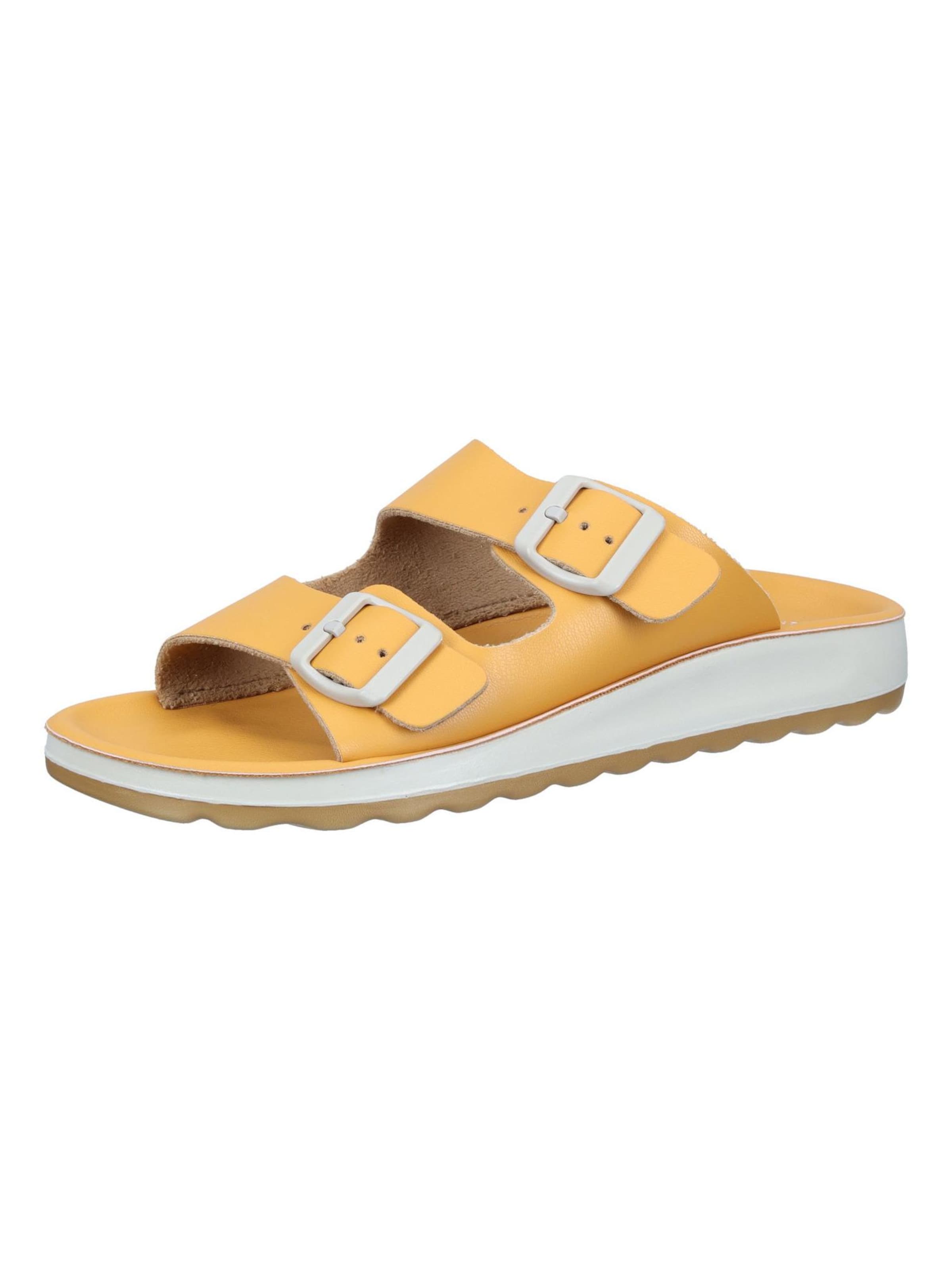 FLY FLOT Mules in Yellow: front