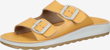 FLY FLOT Mules in Yellow: front