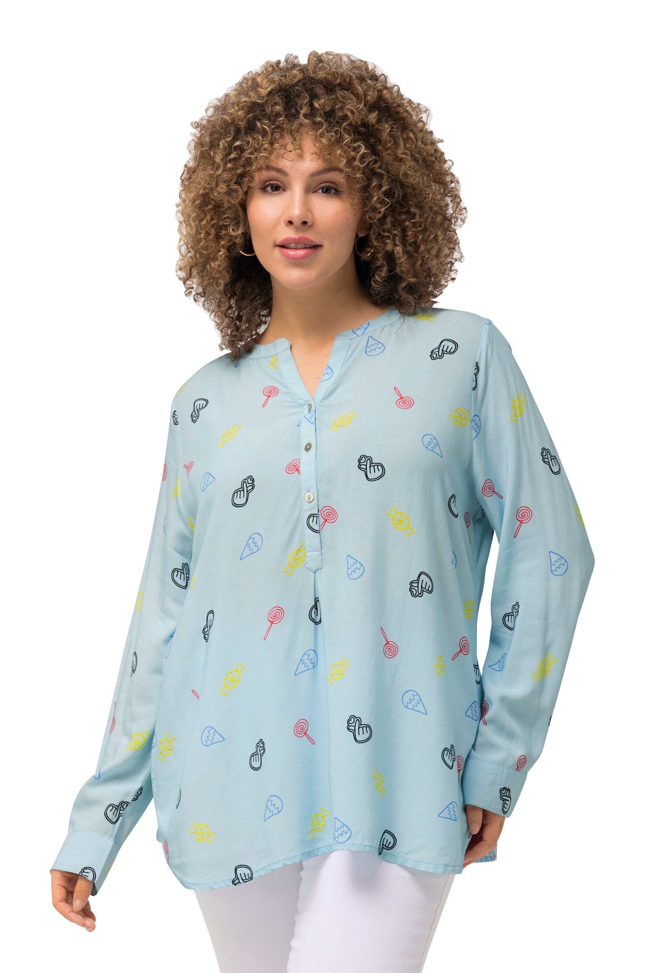 Ulla Popken Blouse in Blauw: voorkant