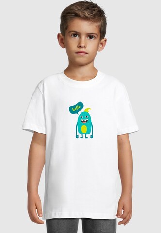 Merchcode T-Shirt 'Monster Hello' in Weiß: Vorderseite