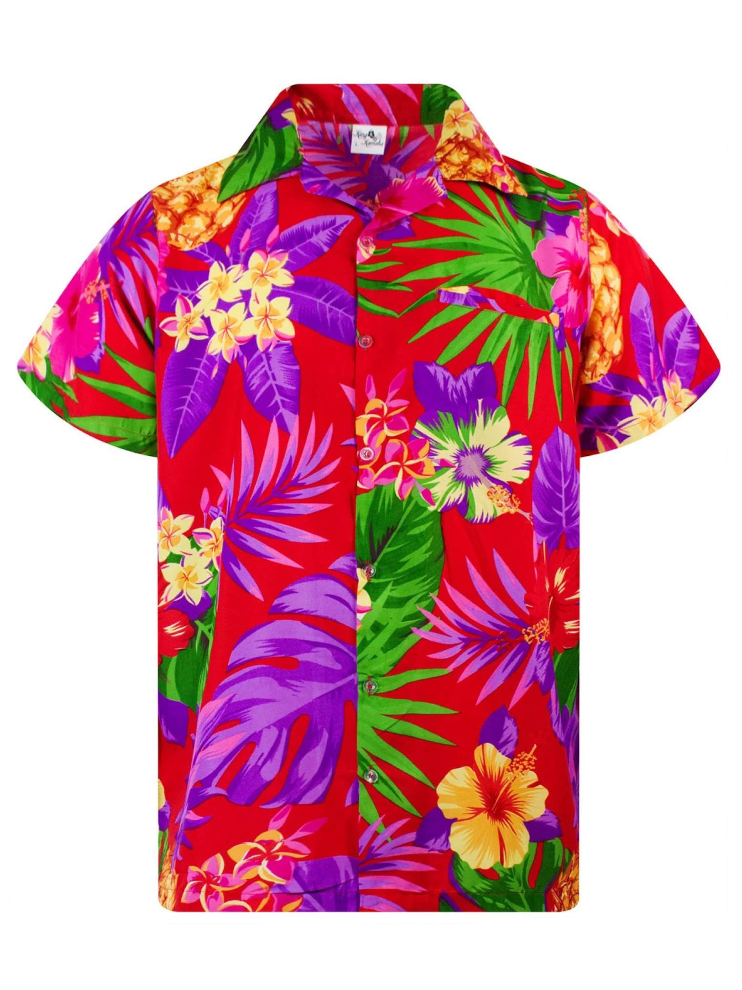 King Kameha Shirt 'Pineapple'‌‌‌‌‌ in Rot: Vorderseite