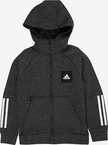 ADIDAS PERFORMANCE Athletic Zip-Up Hoodie in Black: front