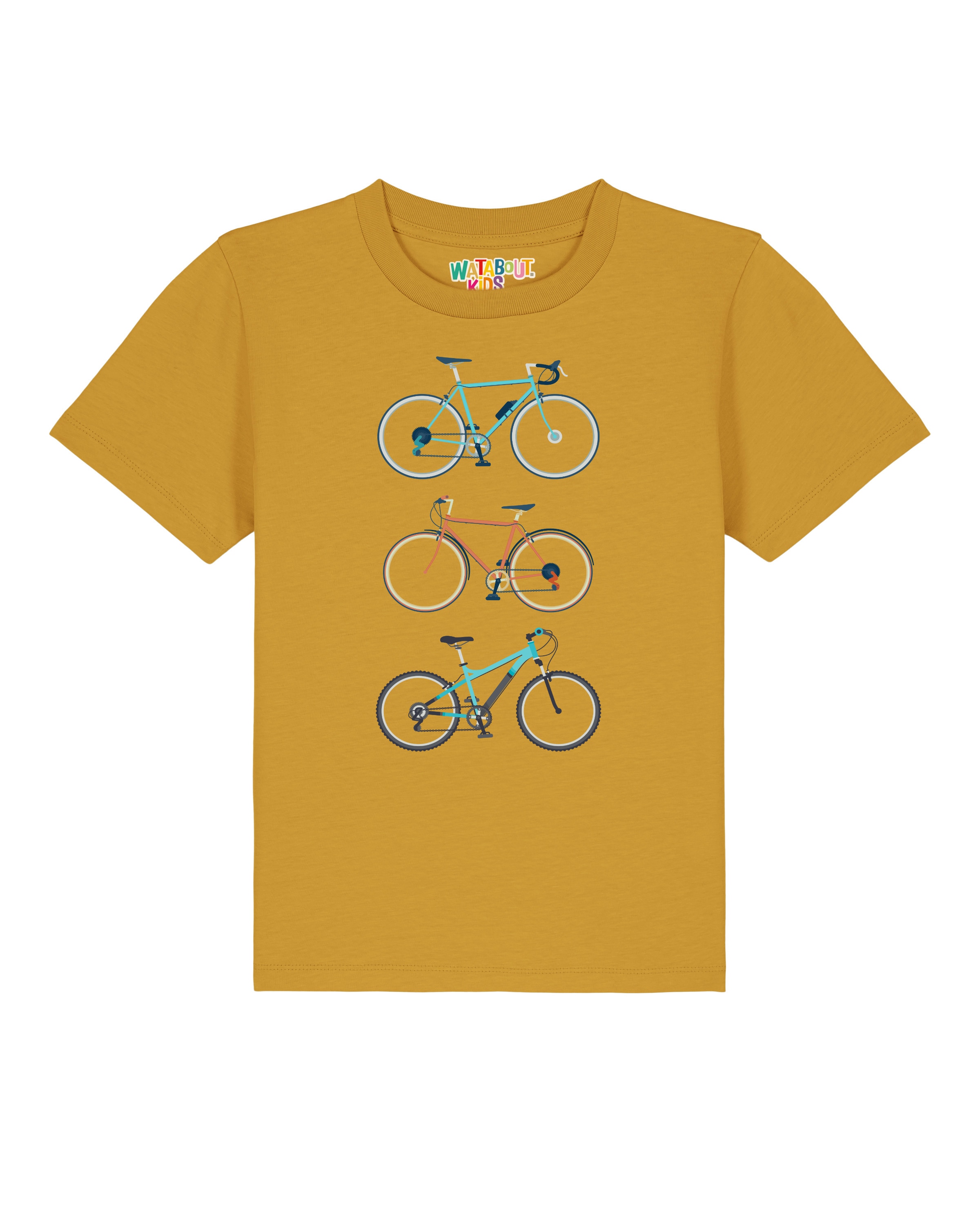 watabout.kids Shirt '3 Fahrräder' in Geel: voorkant