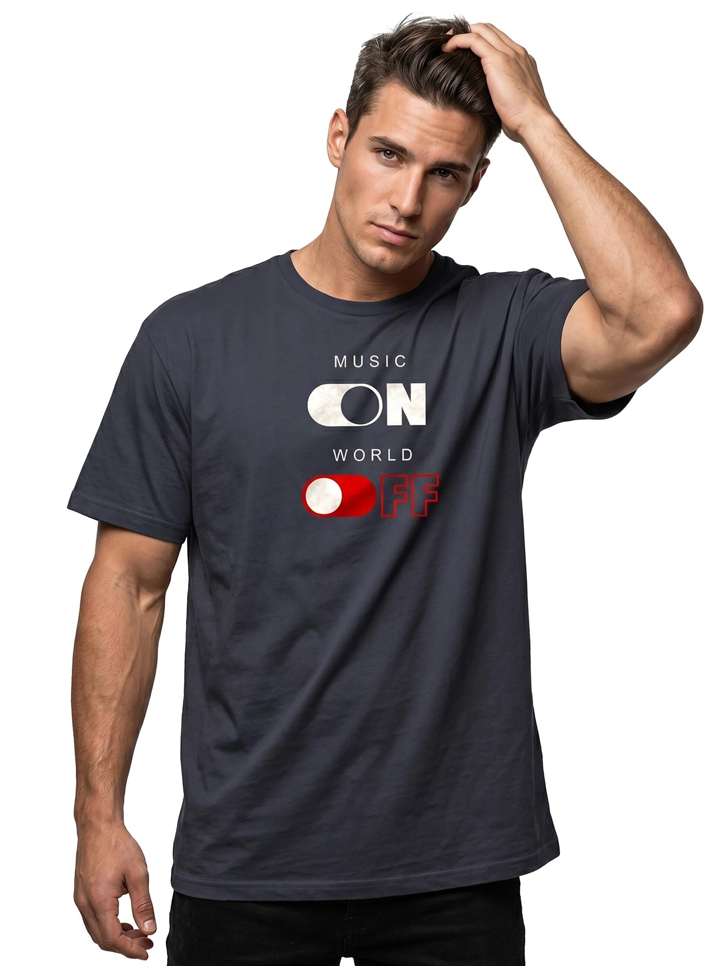 MAKAYA Shirt 'World Off' in Grey
