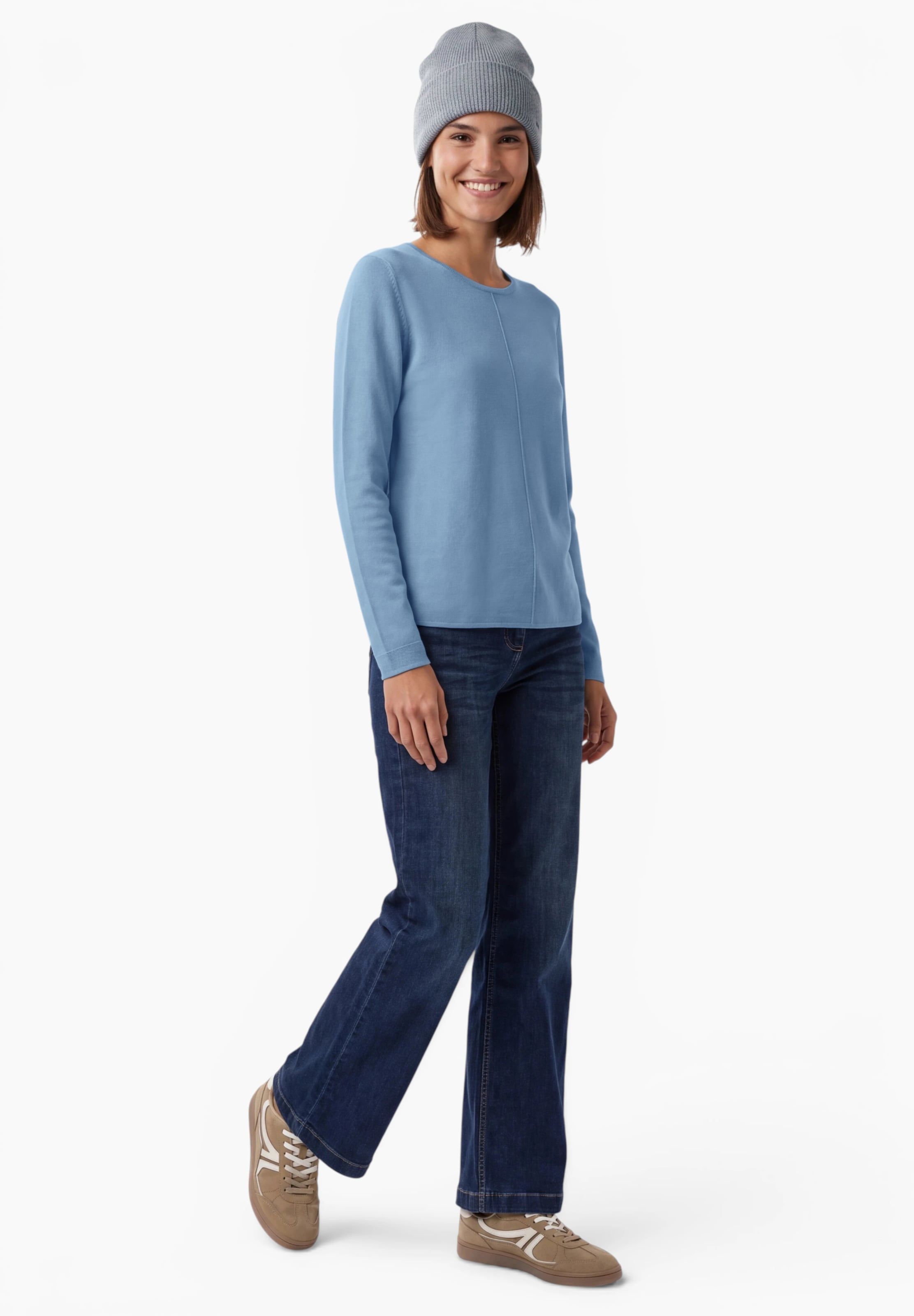 CECIL Langarm Pullover mit Rundhals und Struktur in Blau