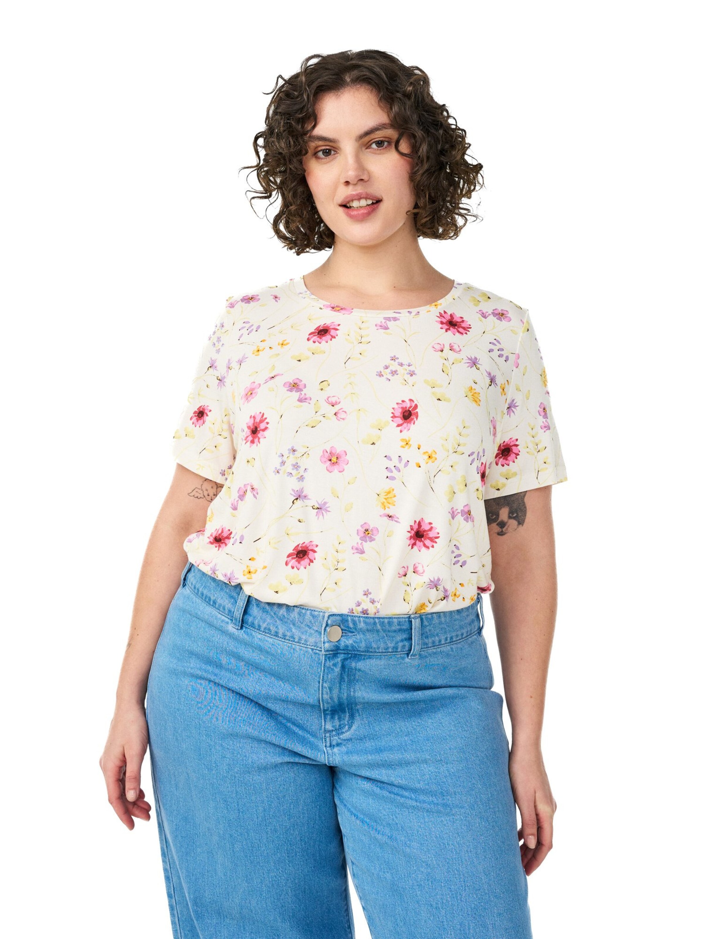 Zizzi Shirt 'VMalis' in Wit: voorkant