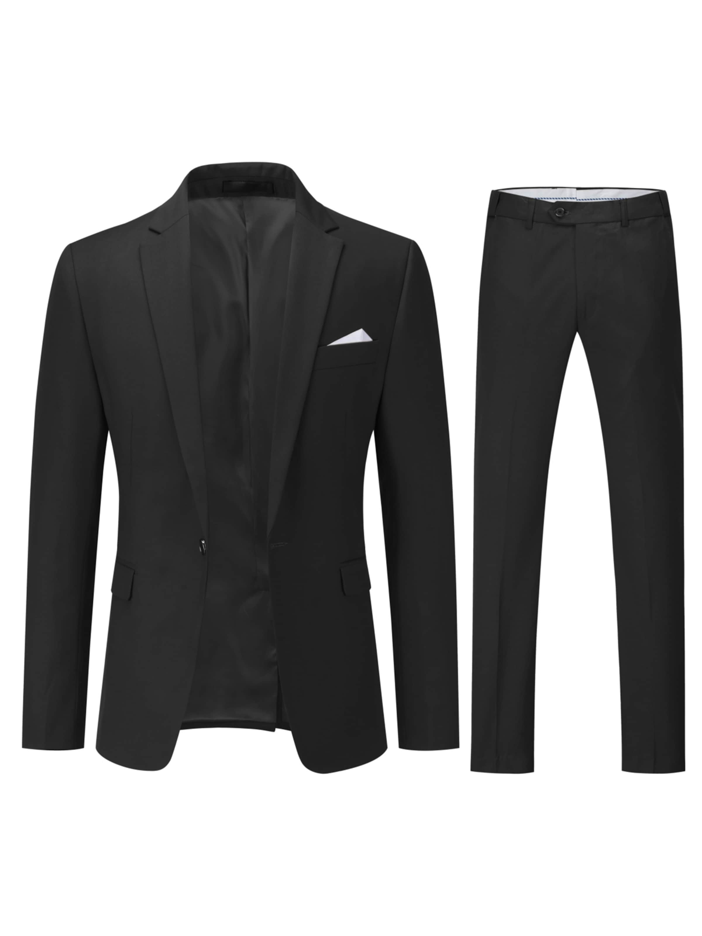 Youthup Slimfit Anzug in Schwarz: Vorderseite