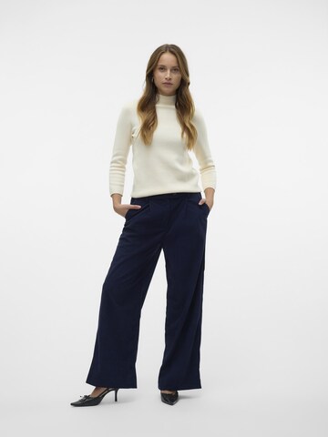 VERO MODA Wide leg Bandplooibroek 'MAVIS' in Blauw