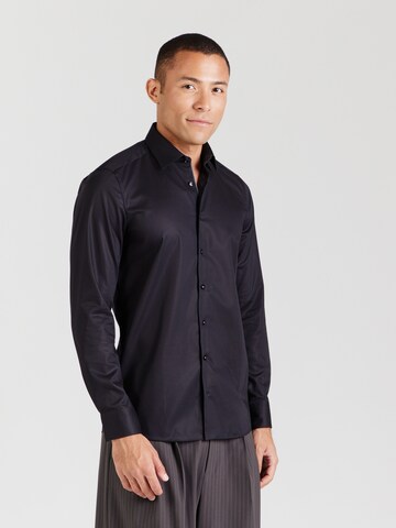OLYMP Slim fit Πουκάμισο για το γραφείο 'Lvl 5 City Lucky' σε μαύρο: μπροστά