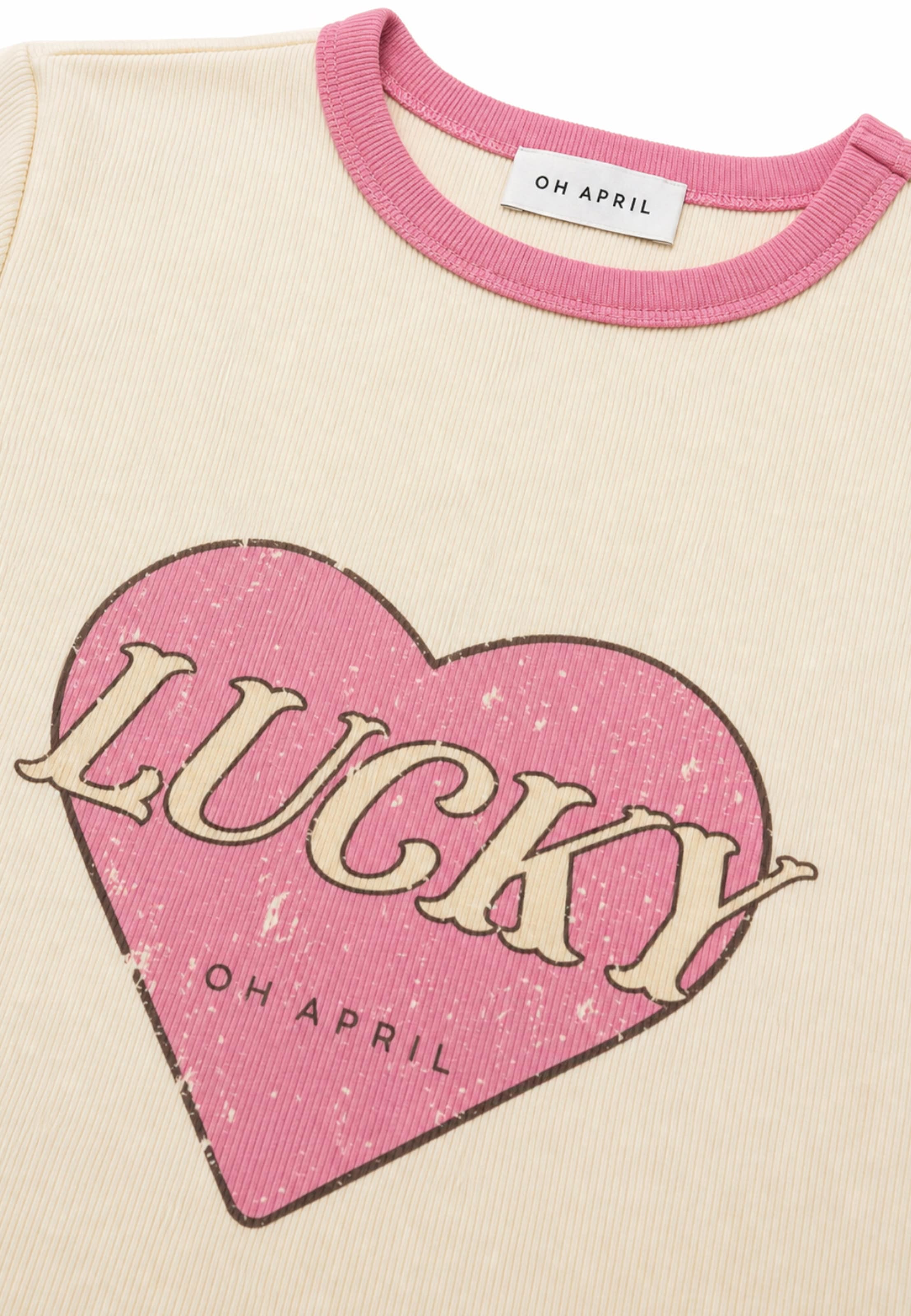 OH APRIL Shirt 'Lucky Heart' in White