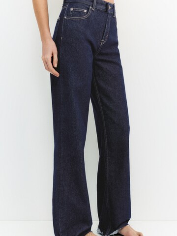 Wide leg Jeans de la Pull&Bear pe albastru: față