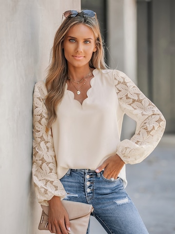Cupshe Blouse 'Long Sleeve' in Beige: front