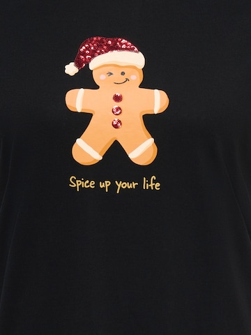 ONLY Curve Majica 'ONCXMAS YRSA CHRISTMAS' | črna barva