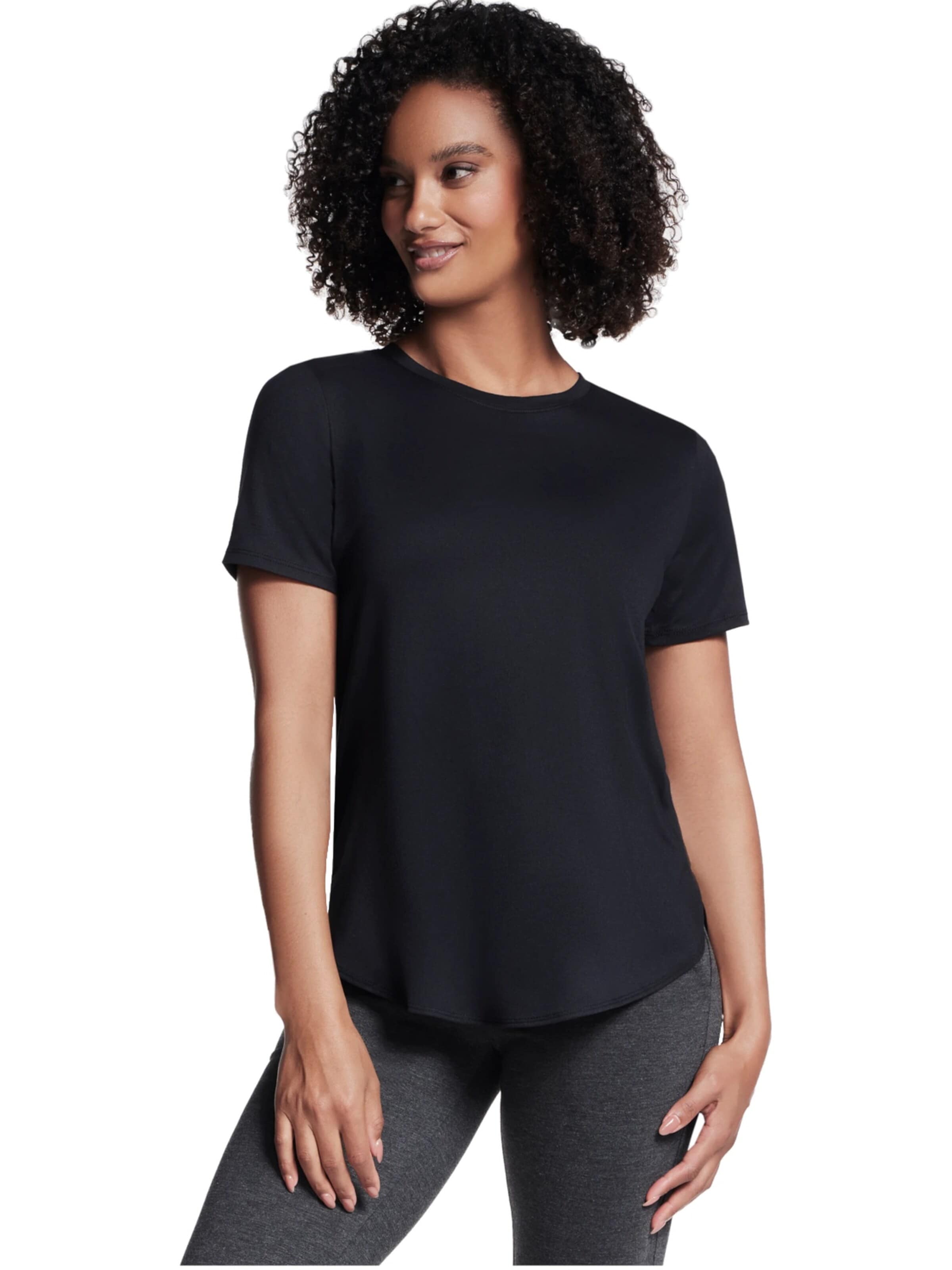 SKECHERS Shirt 'Godri Swift Tunic Tee' in Zwart: voorkant