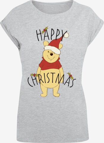 T-shirt 'Winnie The Pooh - Happy Christmas Holly' ABSOLUTE CULT en gris : devant