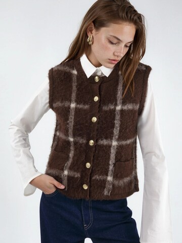 Hiccup Knitted Vest 'Pullunder' in Brown: front
