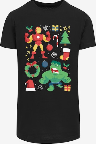 F4NT4STIC T-Shirt 'Iron Man And Hulk Weihnachten' in Schwarz: predná strana