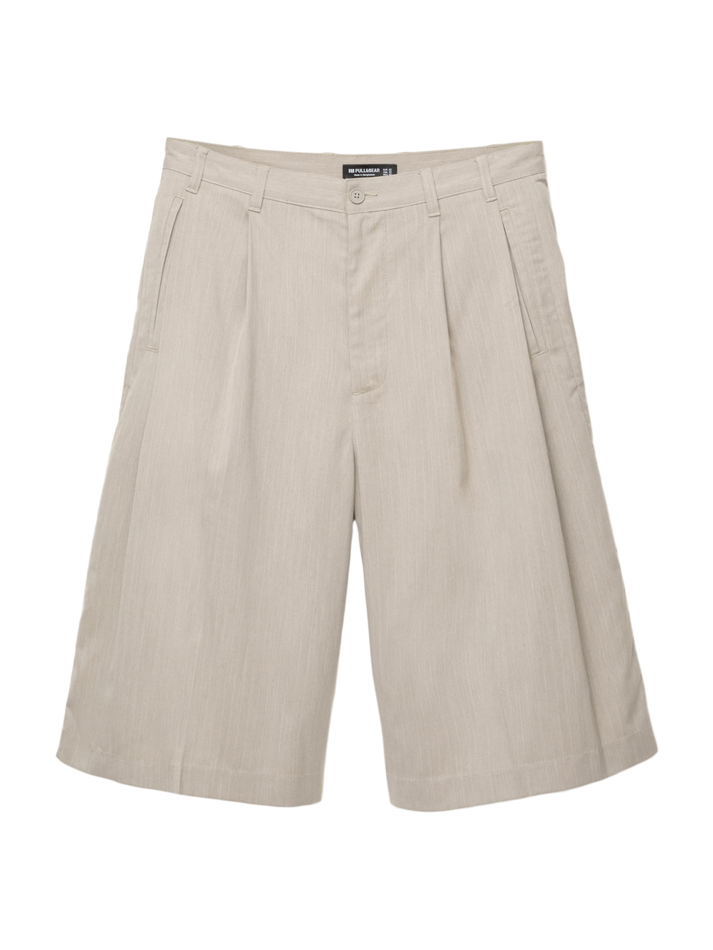 Pull&BearWide Leg/ Široke nogavice Hlače s naborima - bež boja: prednji dio