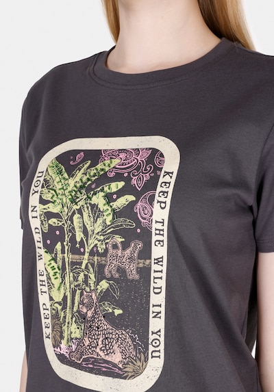 Colin's T-shirt en beige / vert / violet / noir, Vue avec produit