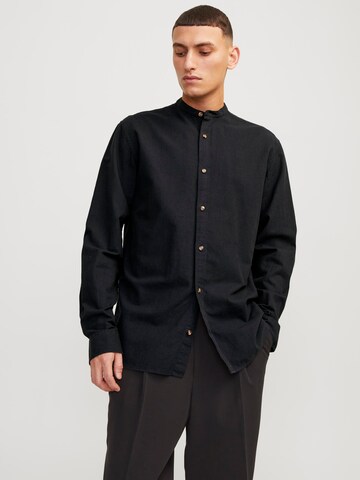 JACK & JONES Comfort fit Button Up Shirt 'Summer Band' in Black: front