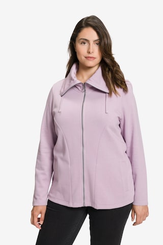 Ulla Popken Zip-Up Hoodie in Purple: front