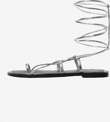 MANGO Strap Sandals 'Gozo' in Silver: front