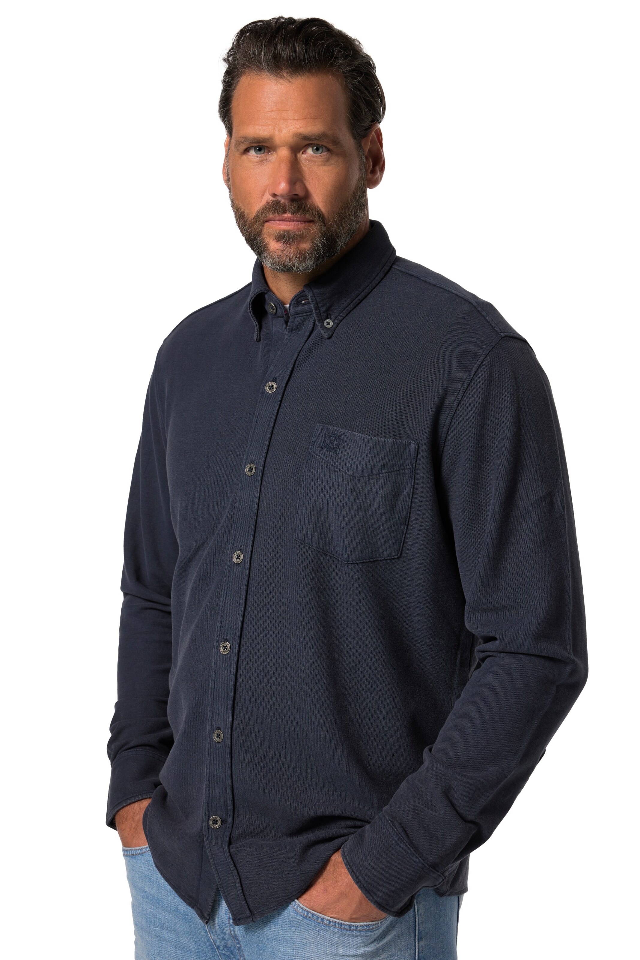 JP1880 Regular fit Overhemd in Blauw: voorkant