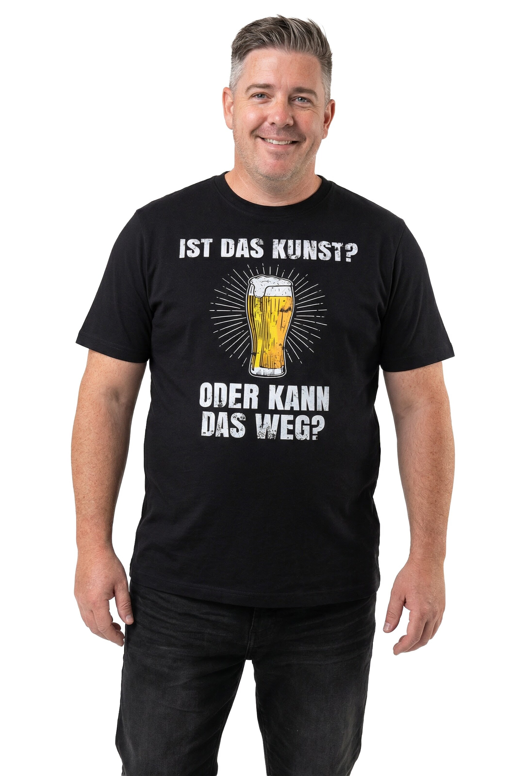 Men Plus Shirt in Black: front