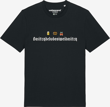 Watapparel Shirt ' Dositzndedodeoiweidositzn ' in Zwart: voorkant
