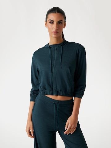 GUESS Sweatjacke in Grün: Vorderseite
