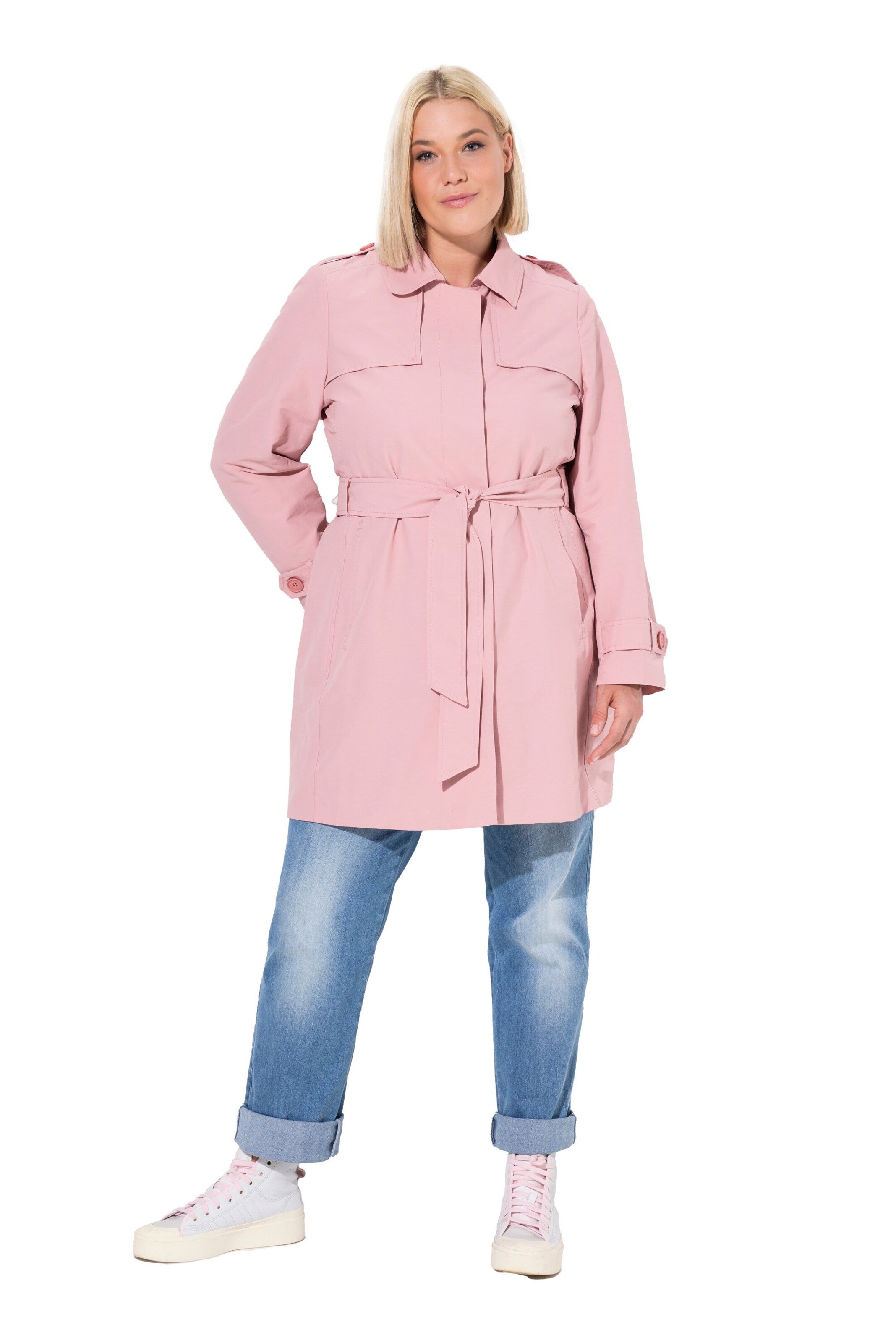 Ulla Popken Between-seasons coat in Pink